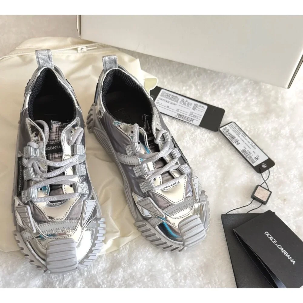 D&G Dolce & Gabbana‎ kid boy sneakers silver size 31 Argento D11021 $575
